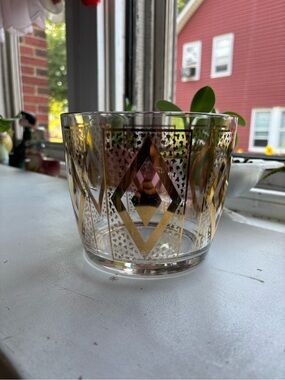 Vintage Hazel Atlas Midcentury 22kt Gold Glass Ice Bucket